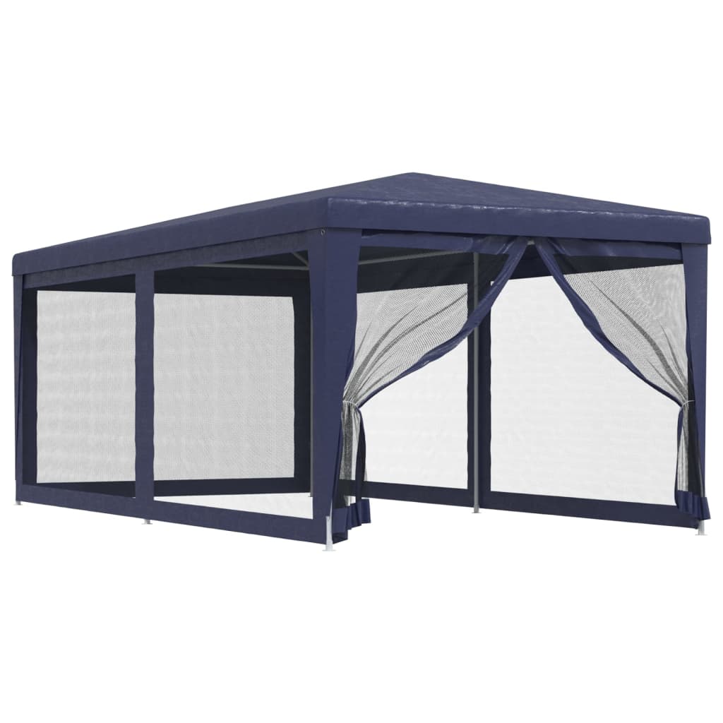 vidaXL Carpa para fiestas con 6 paredes de malla HDPE azul 3x6 m