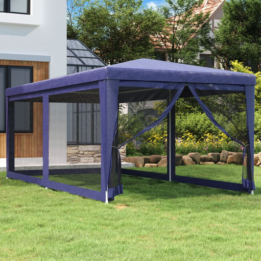 vidaXL Carpa para fiestas con 6 paredes de malla HDPE azul 3x6 m