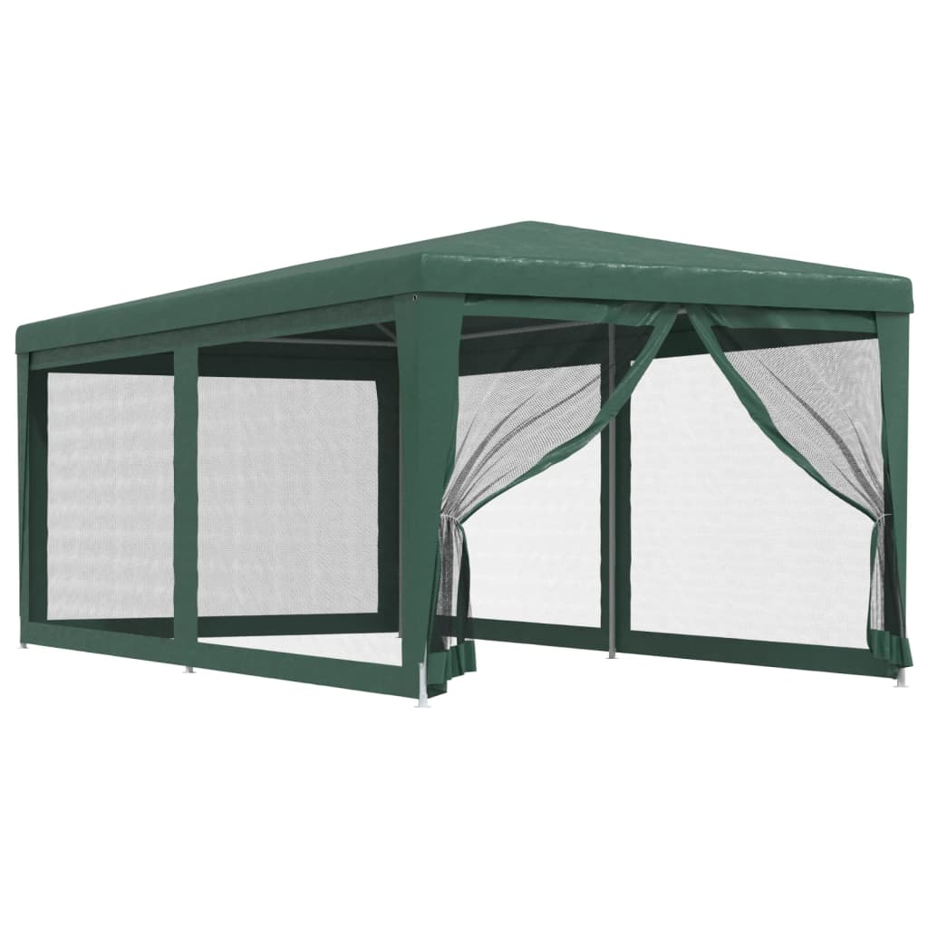 vidaXL Carpa para fiestas con 6 paredes de malla HDPE verde 3x6 m