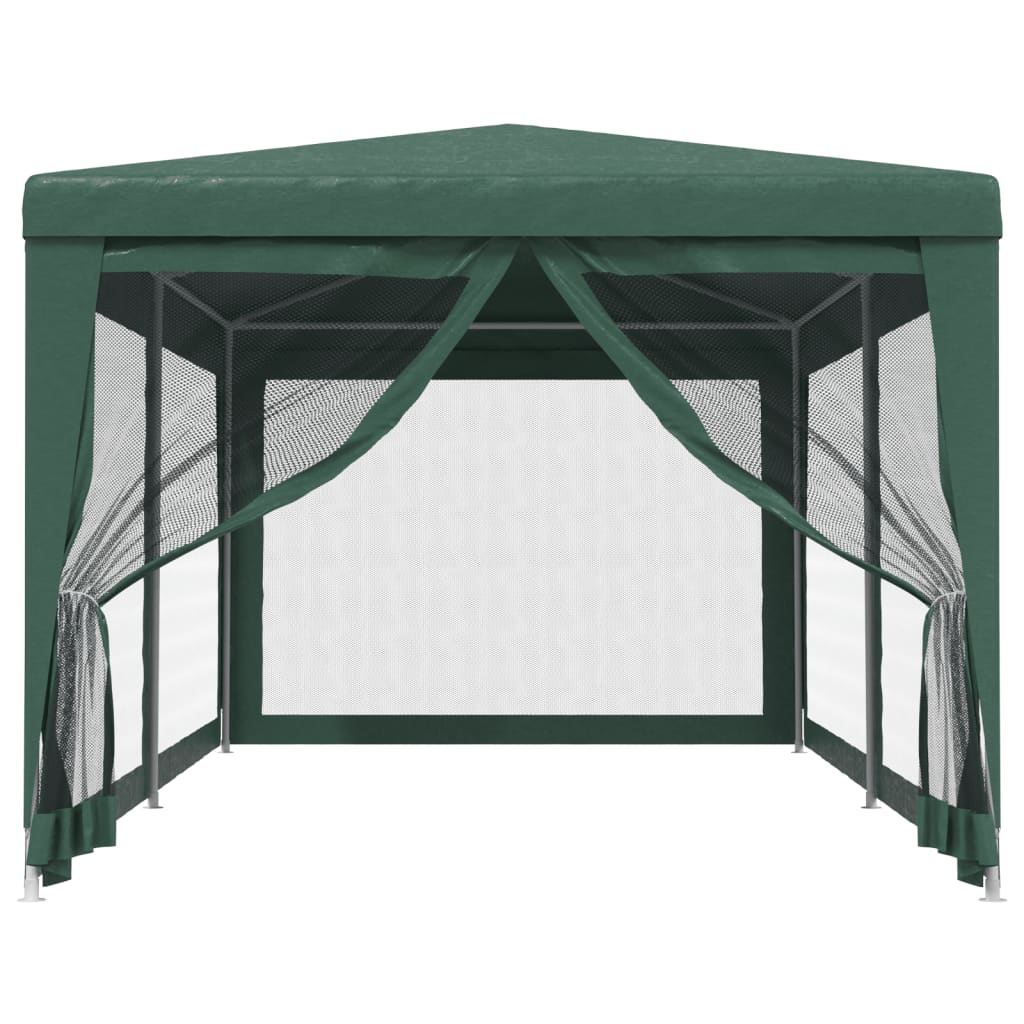 vidaXL Carpa para fiestas con 6 paredes de malla HDPE verde 3x6 m