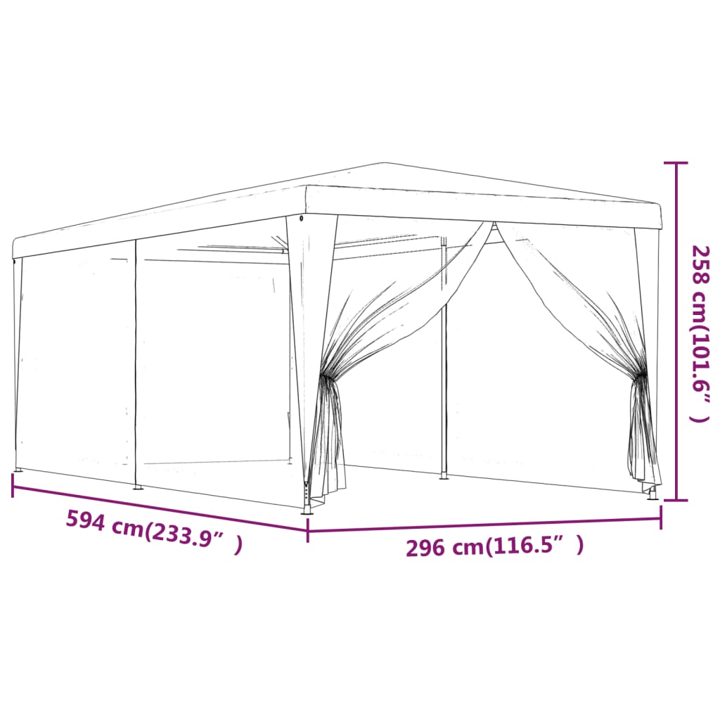 vidaXL Carpa para fiestas con 6 paredes de malla HDPE verde 3x6 m