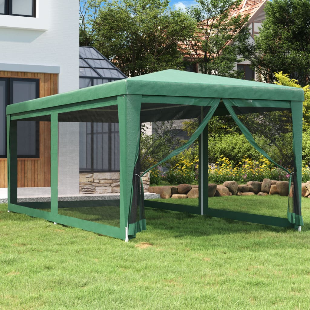 vidaXL Carpa para fiestas con 6 paredes de malla HDPE verde 3x6 m