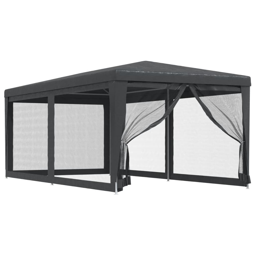 vidaXL Carpa para fiestas 6 paredes de malla HDPE gris antracita 3x6 m