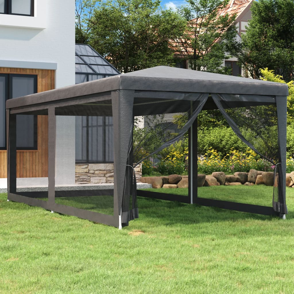 vidaXL Carpa para fiestas 6 paredes de malla HDPE gris antracita 3x6 m