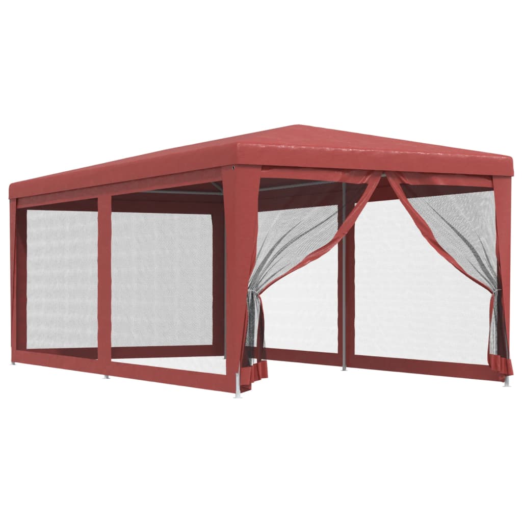 vidaXL Carpa para fiestas con 6 paredes de malla HDPE rojo 3x6 m