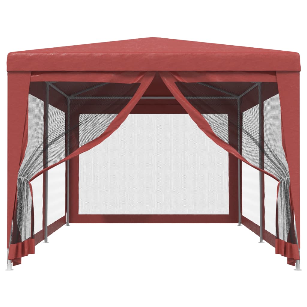 vidaXL Carpa para fiestas con 6 paredes de malla HDPE rojo 3x6 m