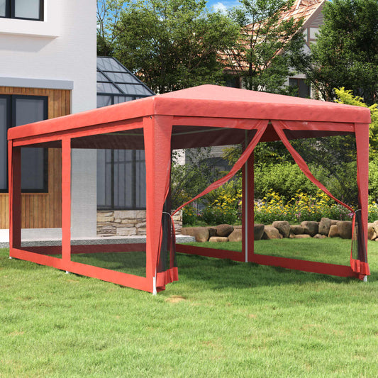 vidaXL Carpa para fiestas con 6 paredes de malla HDPE rojo 3x6 m