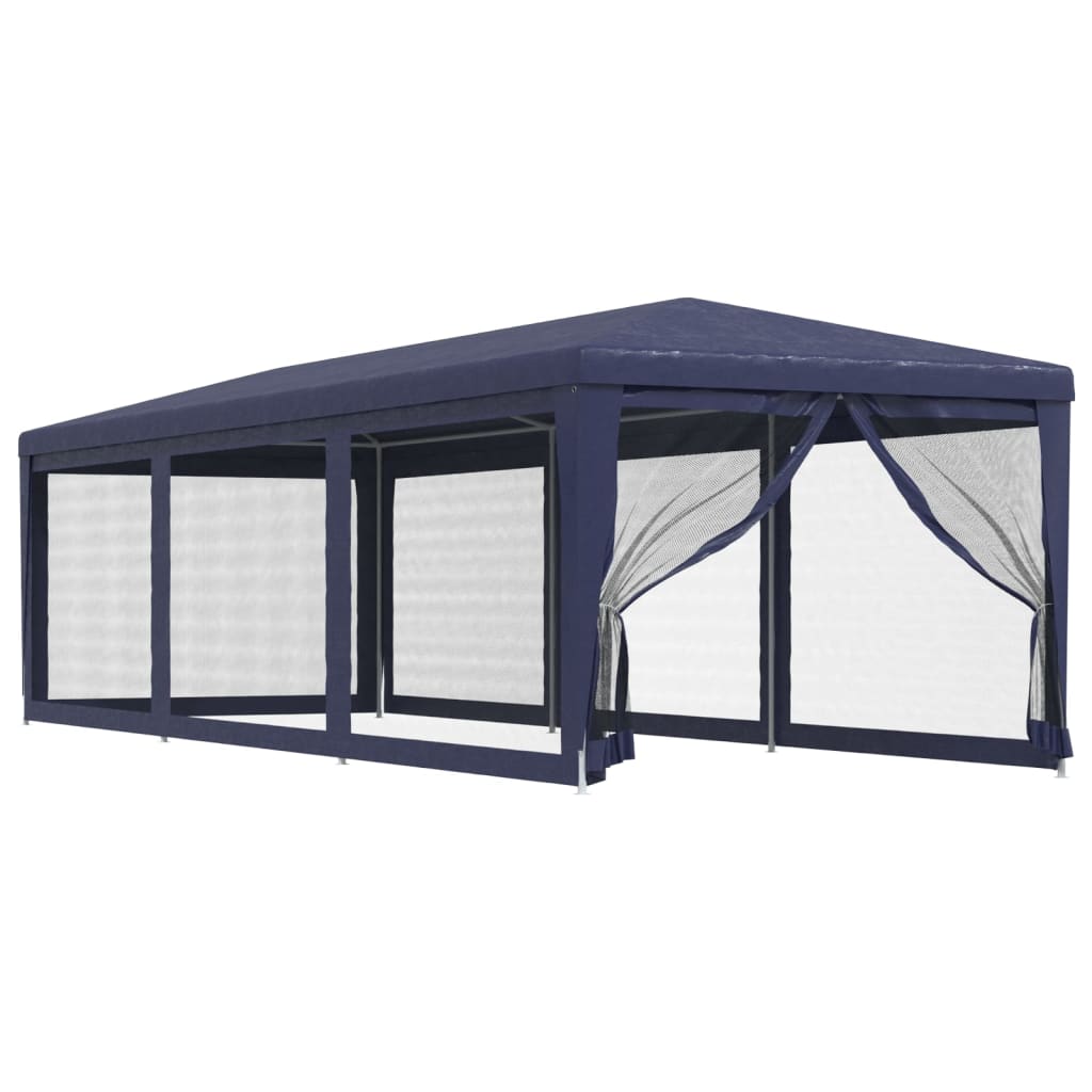 vidaXL Carpa para fiestas con 8 paredes de malla HDPE azul 3x9 m