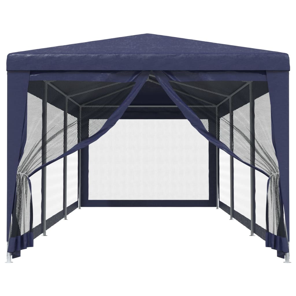 vidaXL Carpa para fiestas con 8 paredes de malla HDPE azul 3x9 m