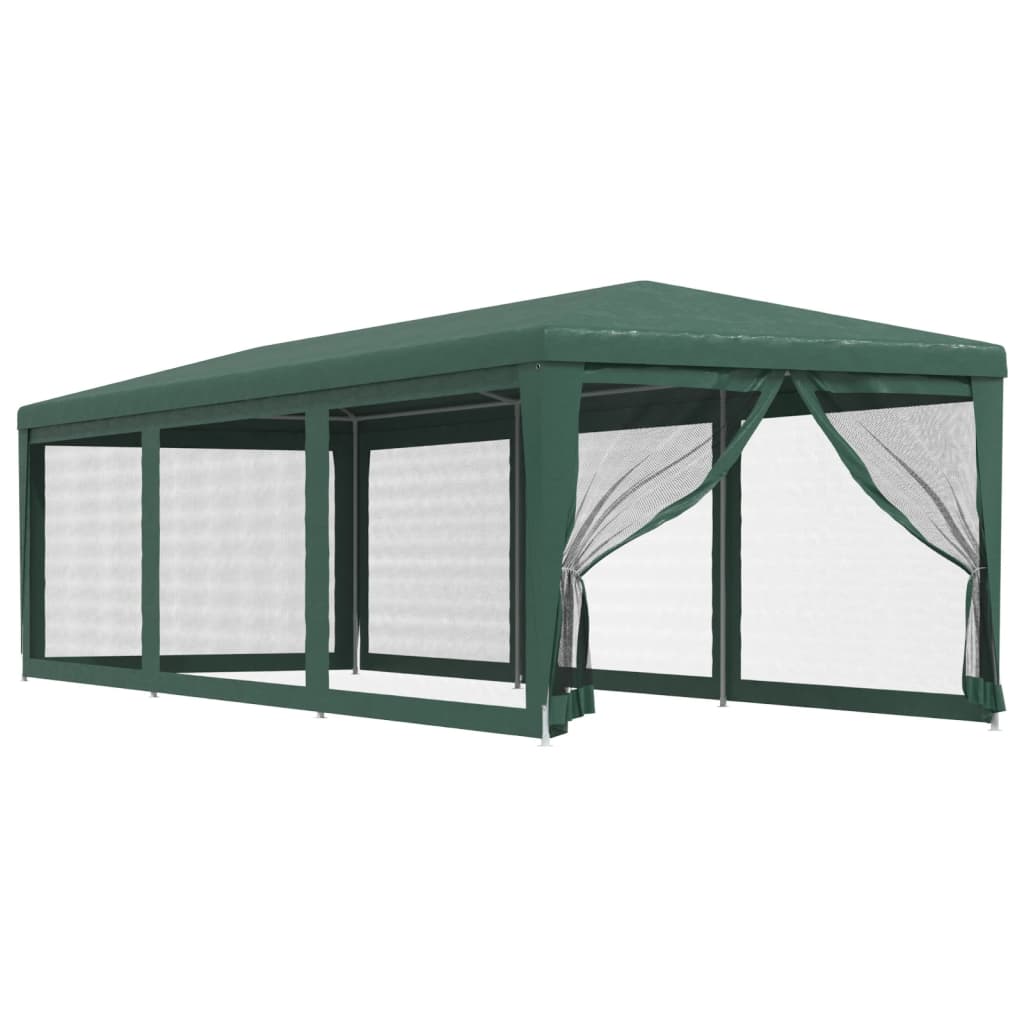 vidaXL Carpa para fiestas con 8 paredes de malla HDPE verde 3x9 m