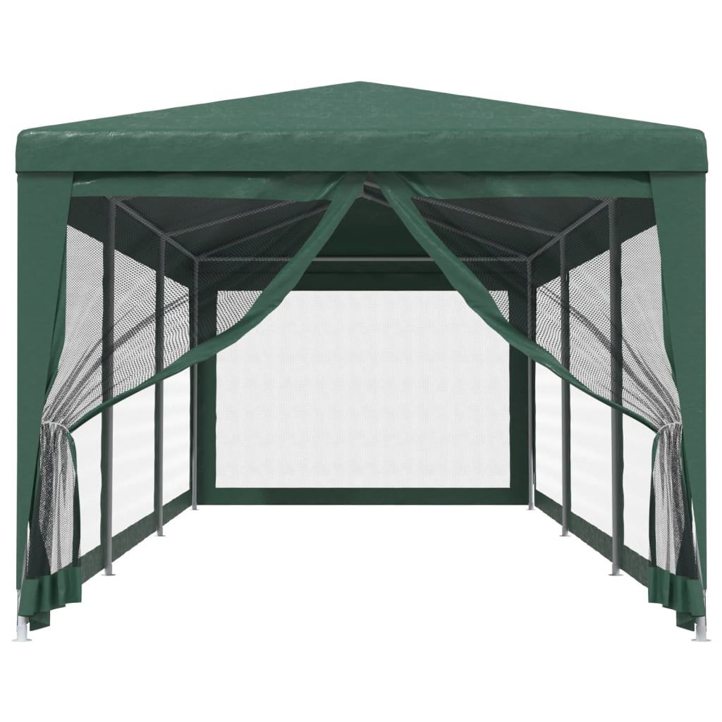 vidaXL Carpa para fiestas con 8 paredes de malla HDPE verde 3x9 m