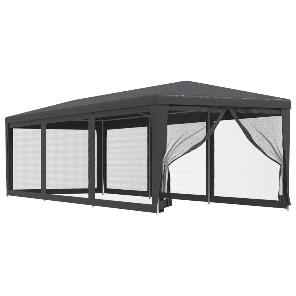 vidaXL Carpa para fiestas 8 paredes de malla HDPE gris antracita 3x9 m