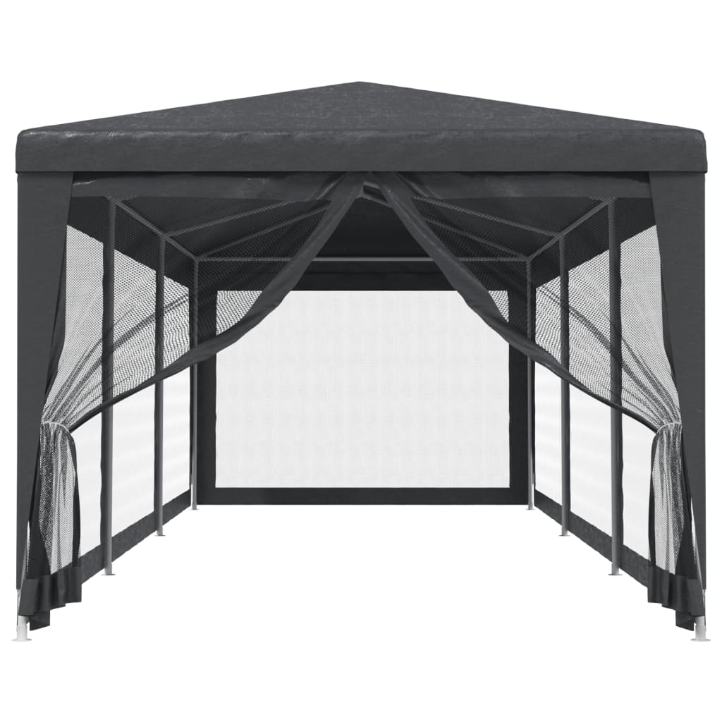 vidaXL Carpa para fiestas 8 paredes de malla HDPE gris antracita 3x9 m