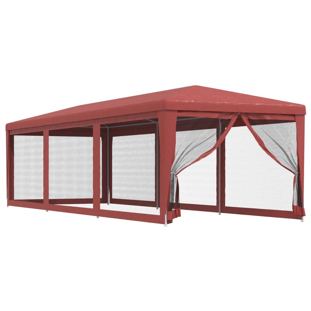 vidaXL Carpa para fiestas con 8 paredes de malla HDPE rojo 3x9 m