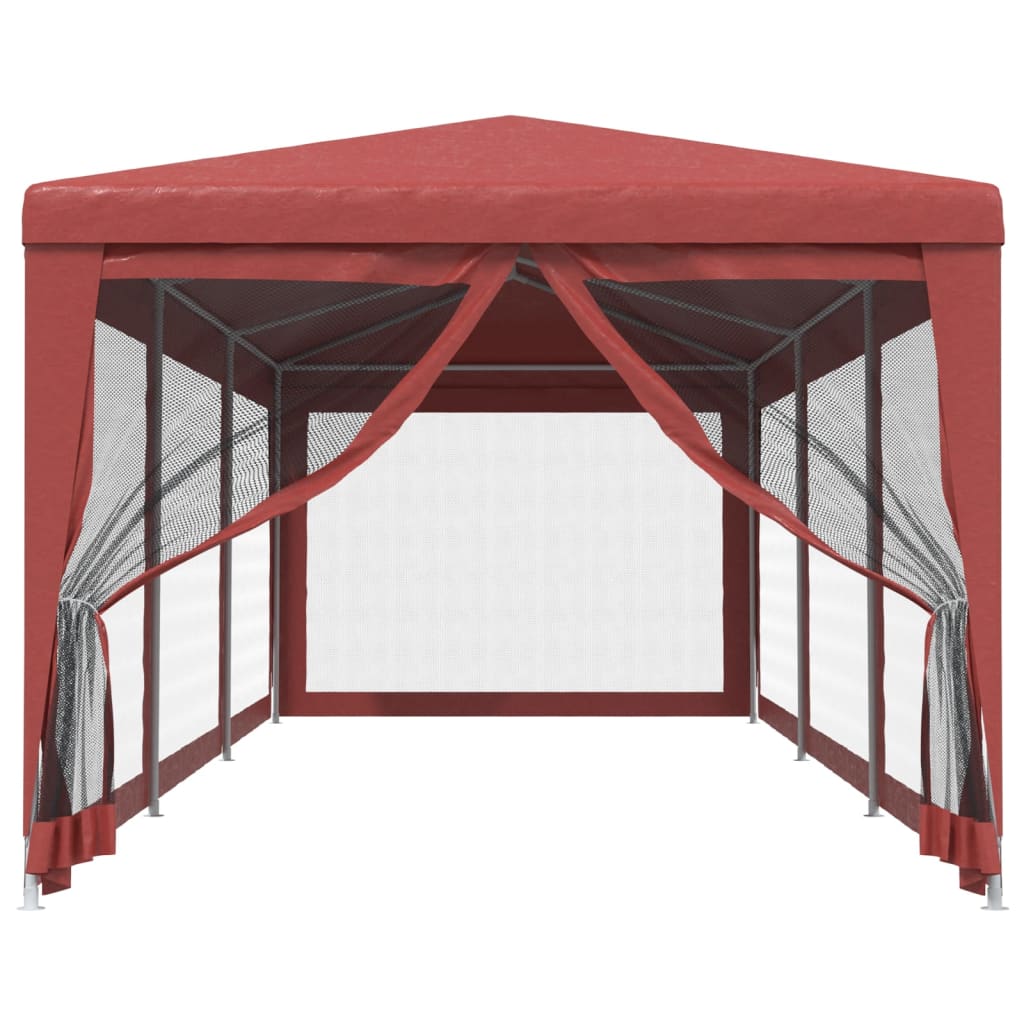 vidaXL Carpa para fiestas con 8 paredes de malla HDPE rojo 3x9 m