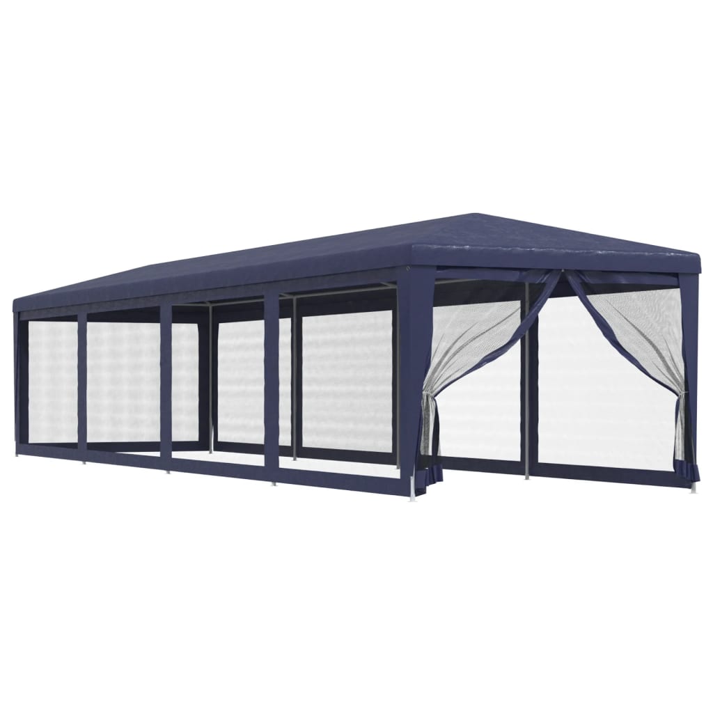 vidaXL Carpa para fiestas con 10 paredes de malla HDPE azul 3x12 m