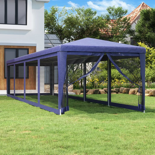 vidaXL Carpa para fiestas con 10 paredes de malla HDPE azul 3x12 m