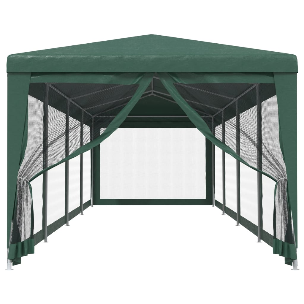 vidaXL Carpa para fiestas con 10 paredes de malla HDPE verde 3x12 m