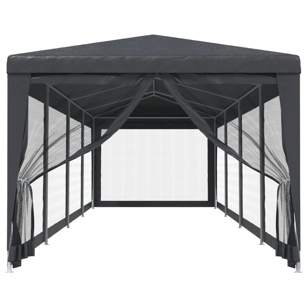 vidaXL Carpa para fiestas 10 paredes malla HDPE gris antracita 3x12m