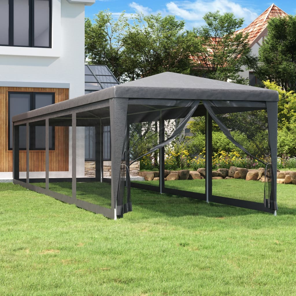 vidaXL Carpa para fiestas 10 paredes malla HDPE gris antracita 3x12m