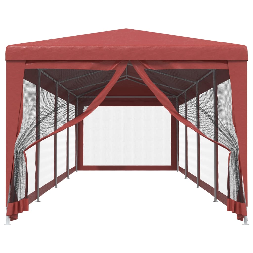 vidaXL Carpa para fiestas con 10 paredes de malla HDPE rojo 3x12 m