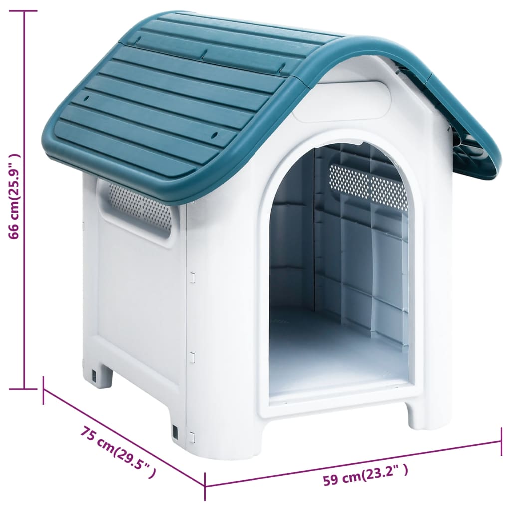 vidaXL Caseta para perros polipropileno azul 59x75x66 cm