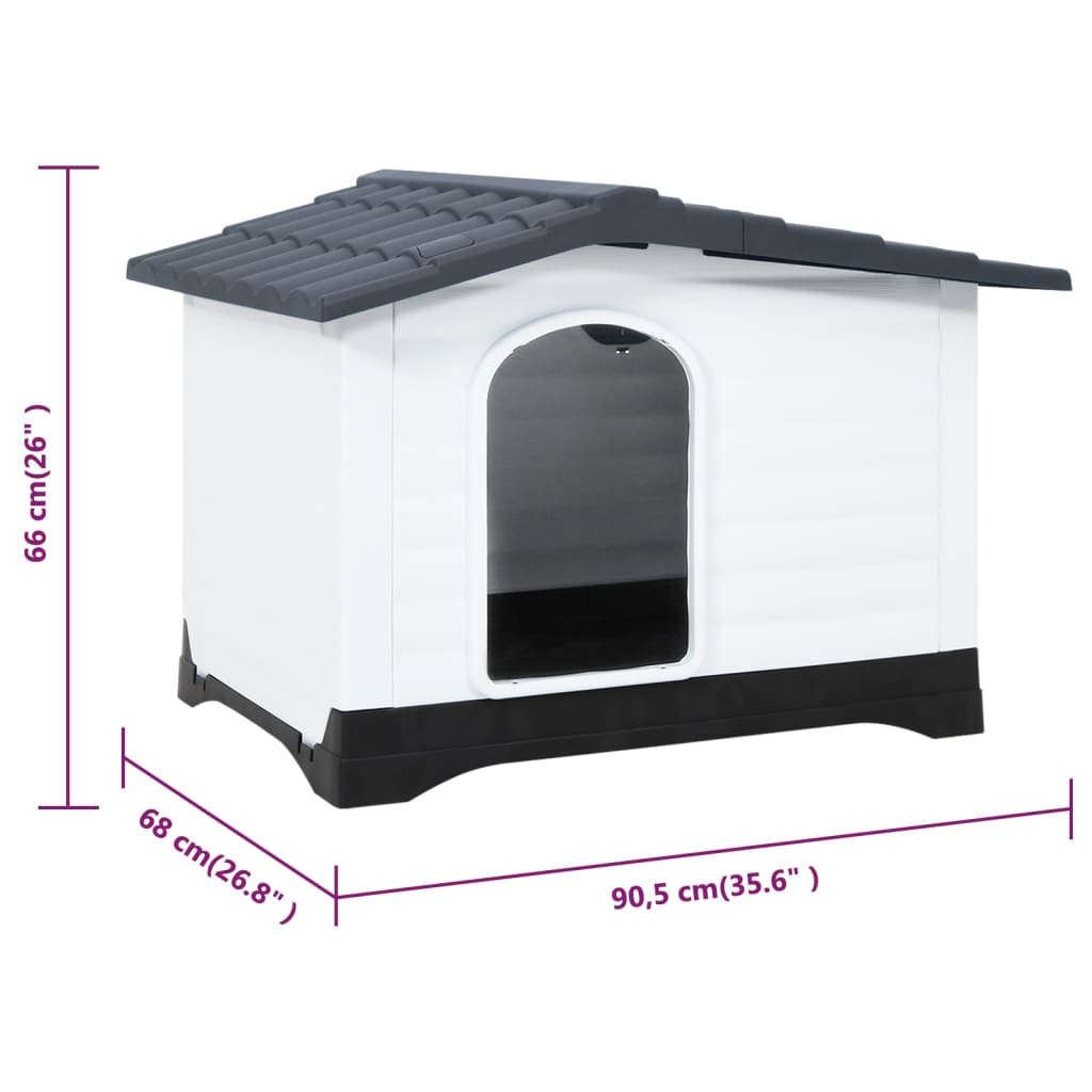 vidaXL Caseta para perros polipropileno gris 90,5x68x66 cm