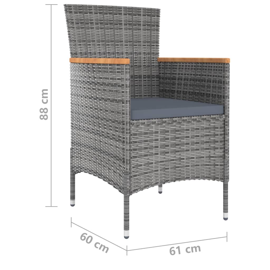 vidaXL Juego de comedor de jardín 9 piezas con cojines gris