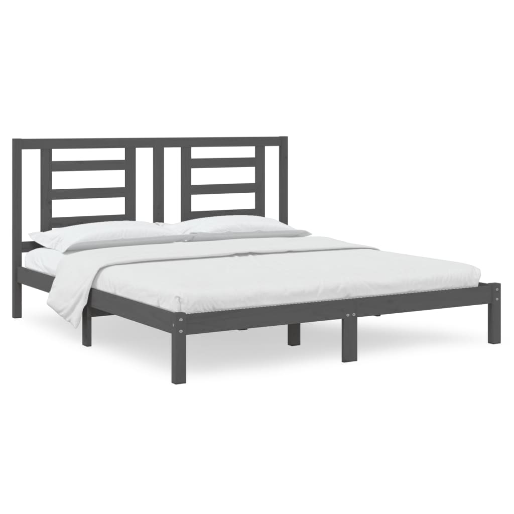 vidaXL Estructura de cama de matrimonio madera maciza gris 180x200 cm