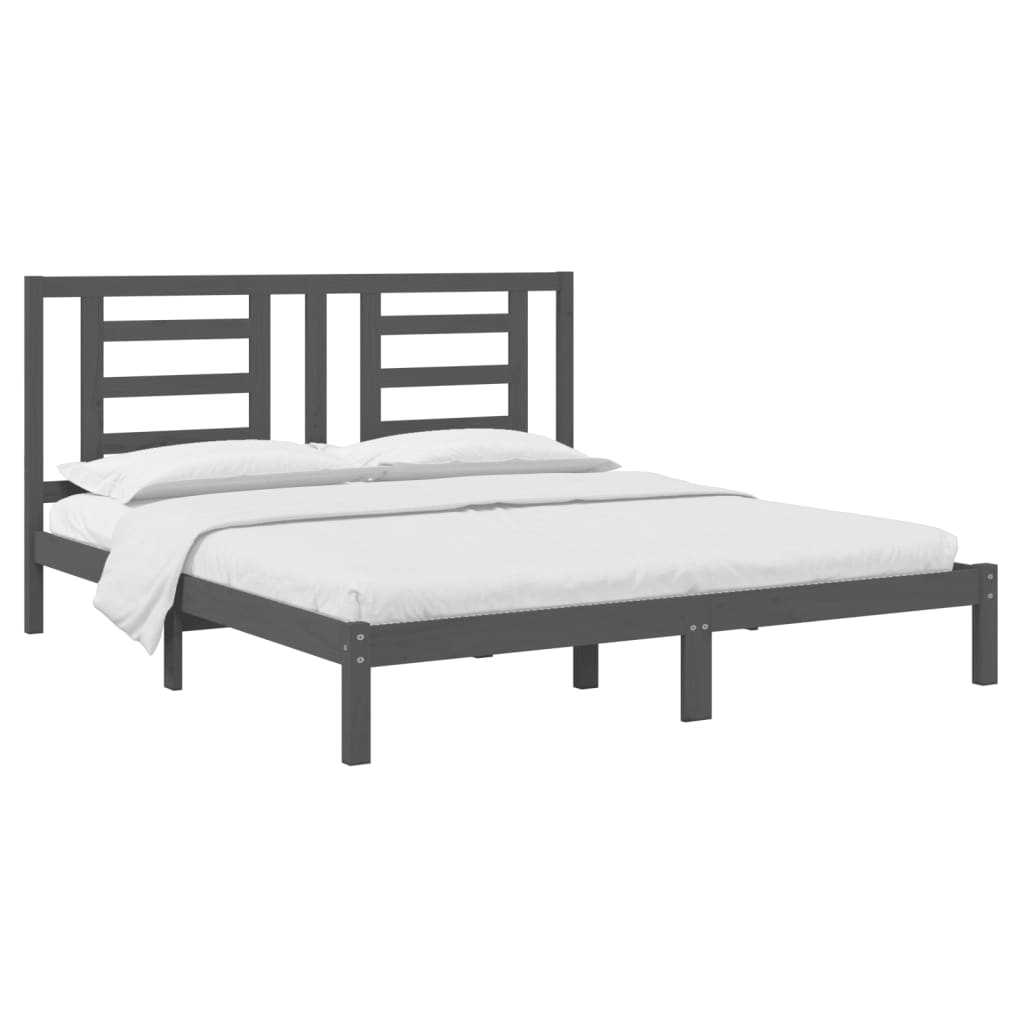 vidaXL Estructura de cama de matrimonio madera maciza gris 180x200 cm