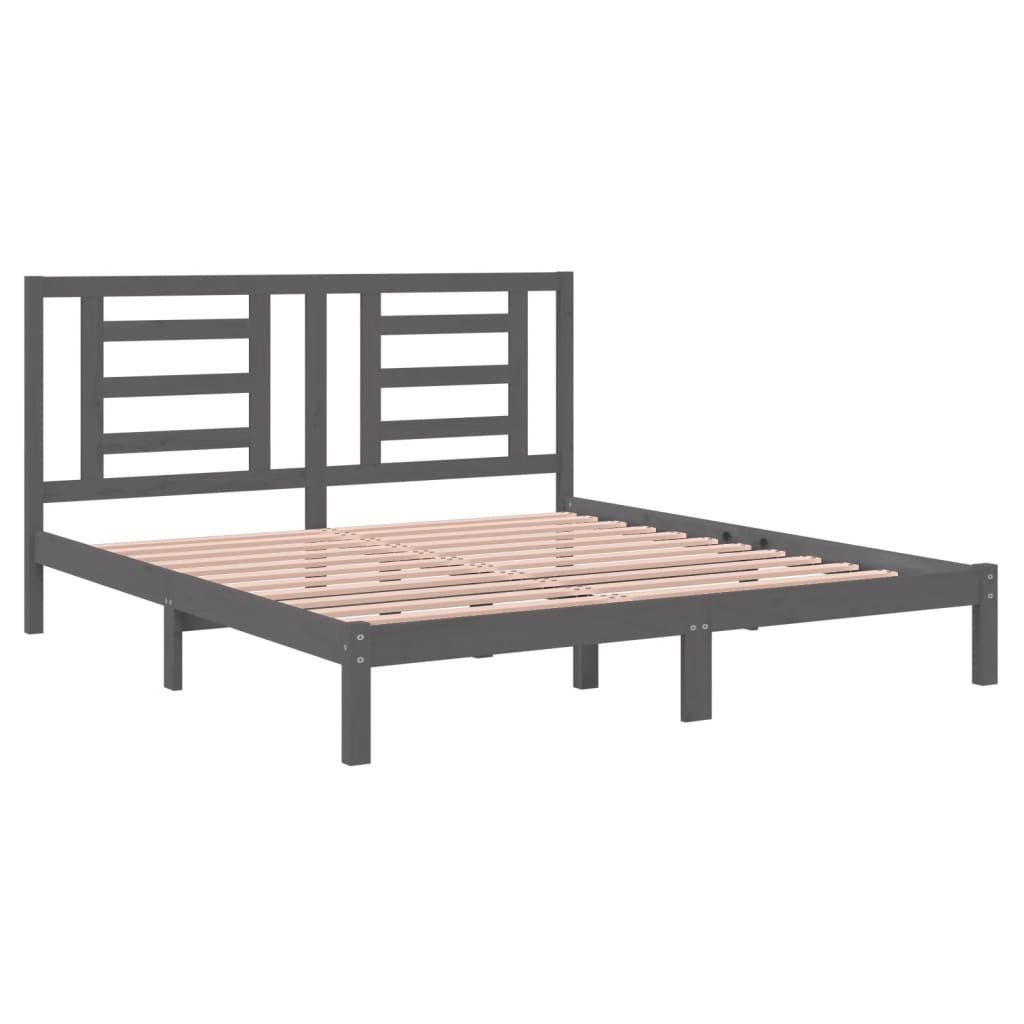 vidaXL Estructura de cama de matrimonio madera maciza gris 180x200 cm