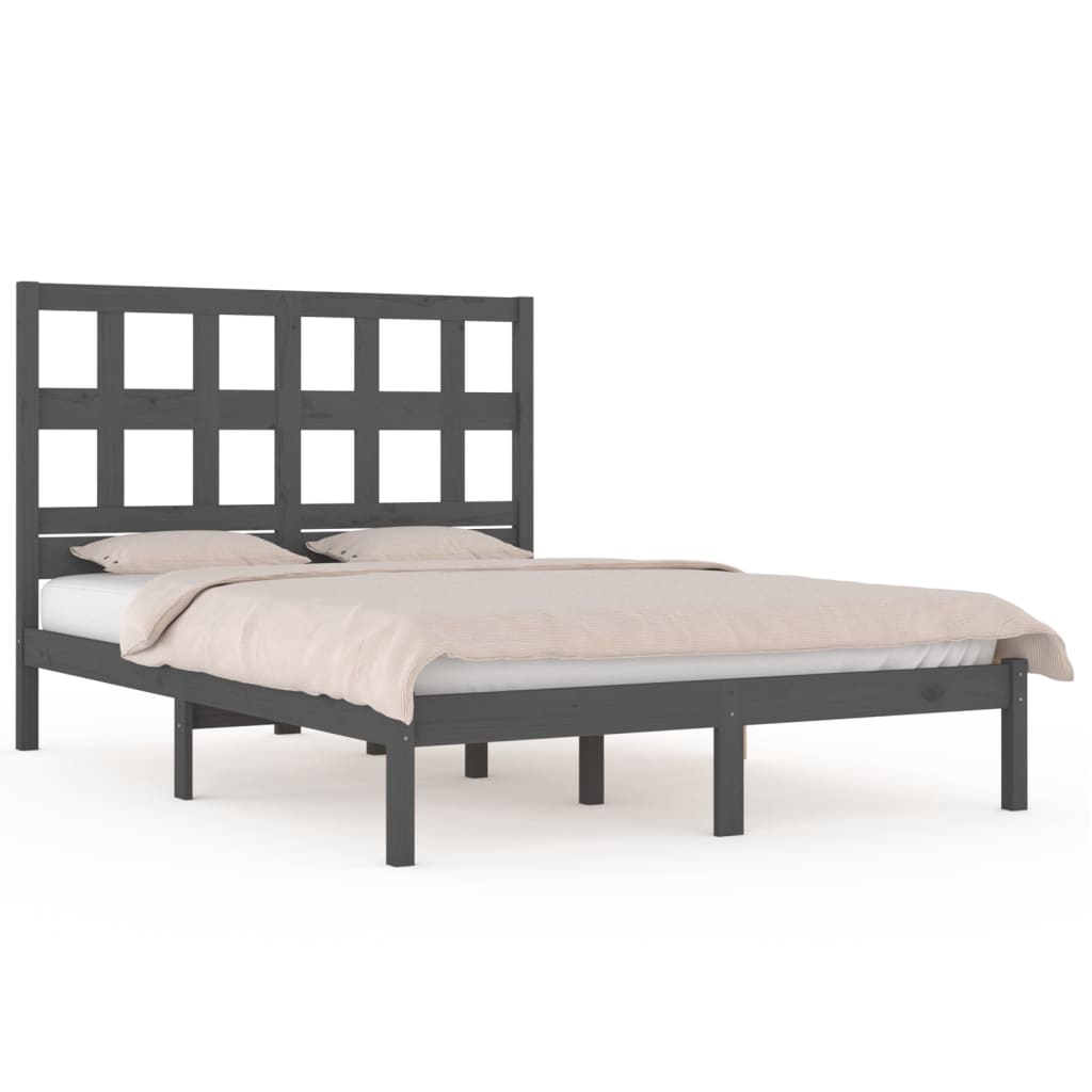 vidaXL Estructura de cama madera maciza gris Super King 180x200 cm