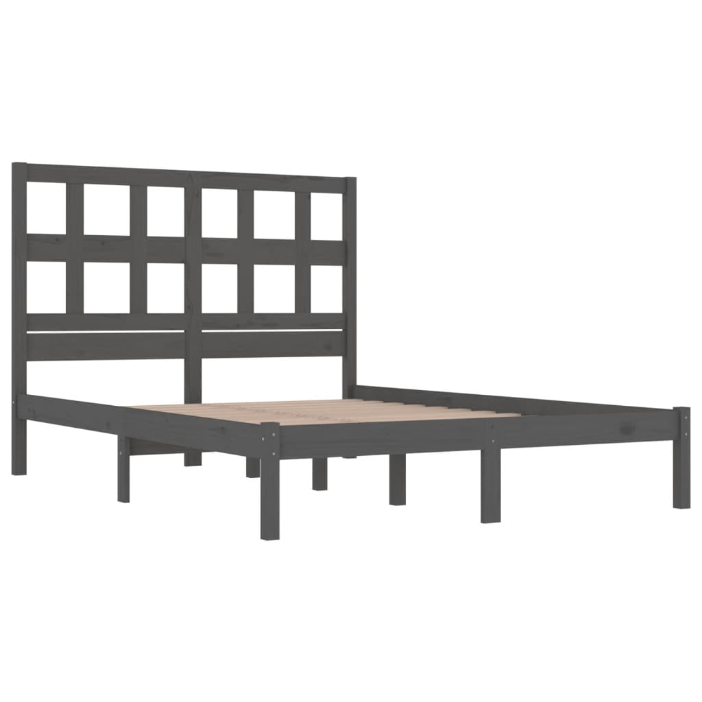 vidaXL Estructura de cama madera maciza gris Super King 180x200 cm