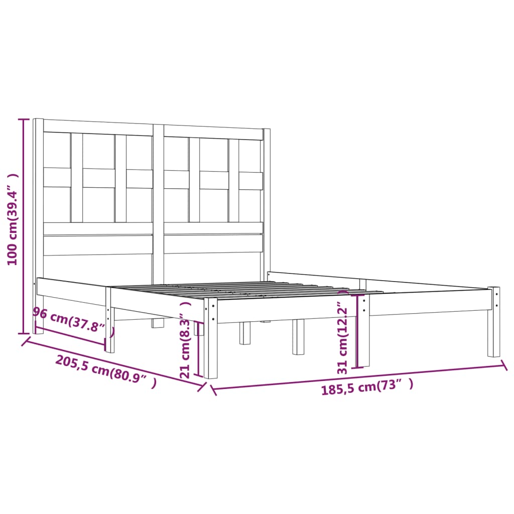 vidaXL Estructura de cama madera maciza gris Super King 180x200 cm