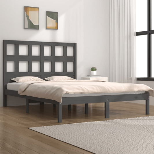 vidaXL Estructura de cama madera maciza gris Super King 180x200 cm