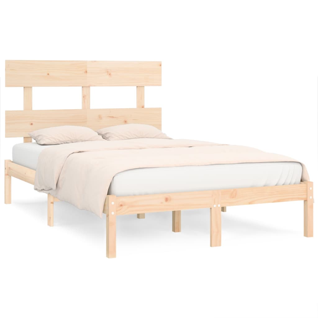 vidaXL Estructura de cama de matrimonio madera maciza 135x190 cm