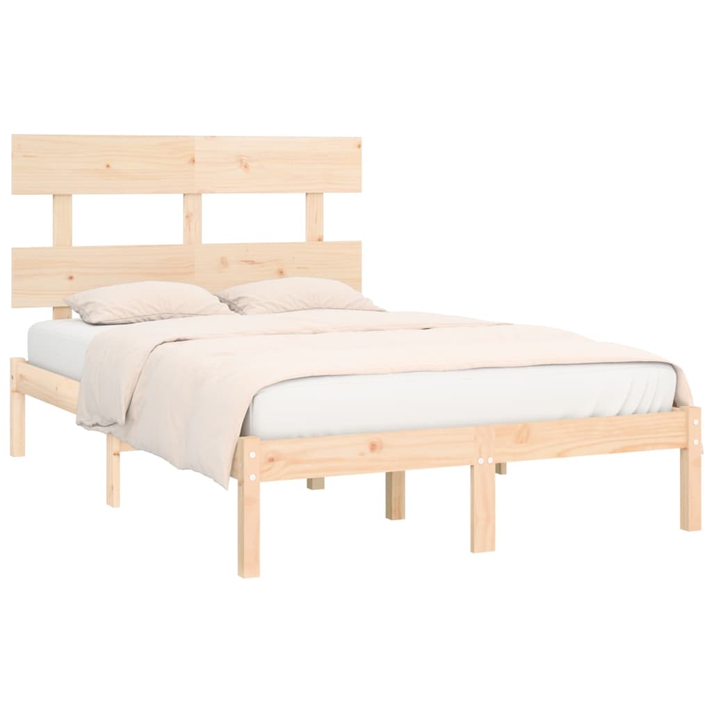 vidaXL Estructura de cama de matrimonio madera maciza 135x190 cm