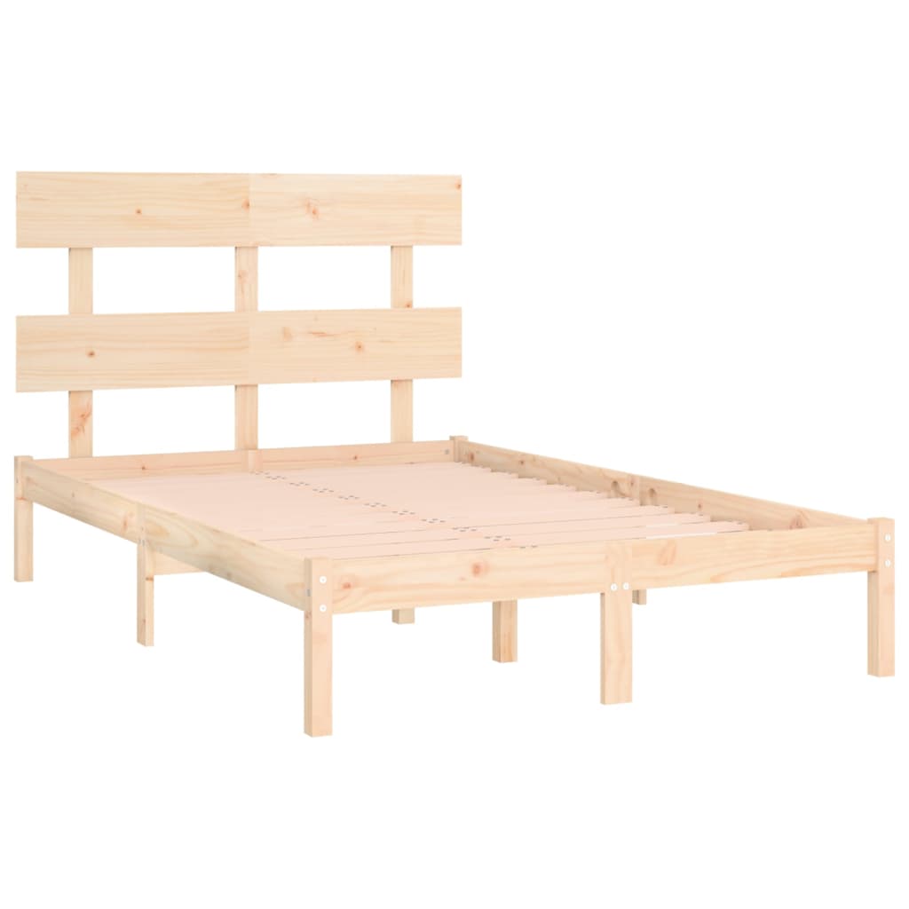 vidaXL Estructura de cama de matrimonio madera maciza 135x190 cm