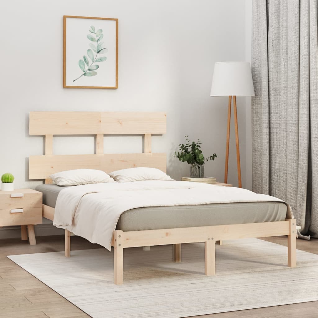 vidaXL Estructura de cama de matrimonio madera maciza 135x190 cm