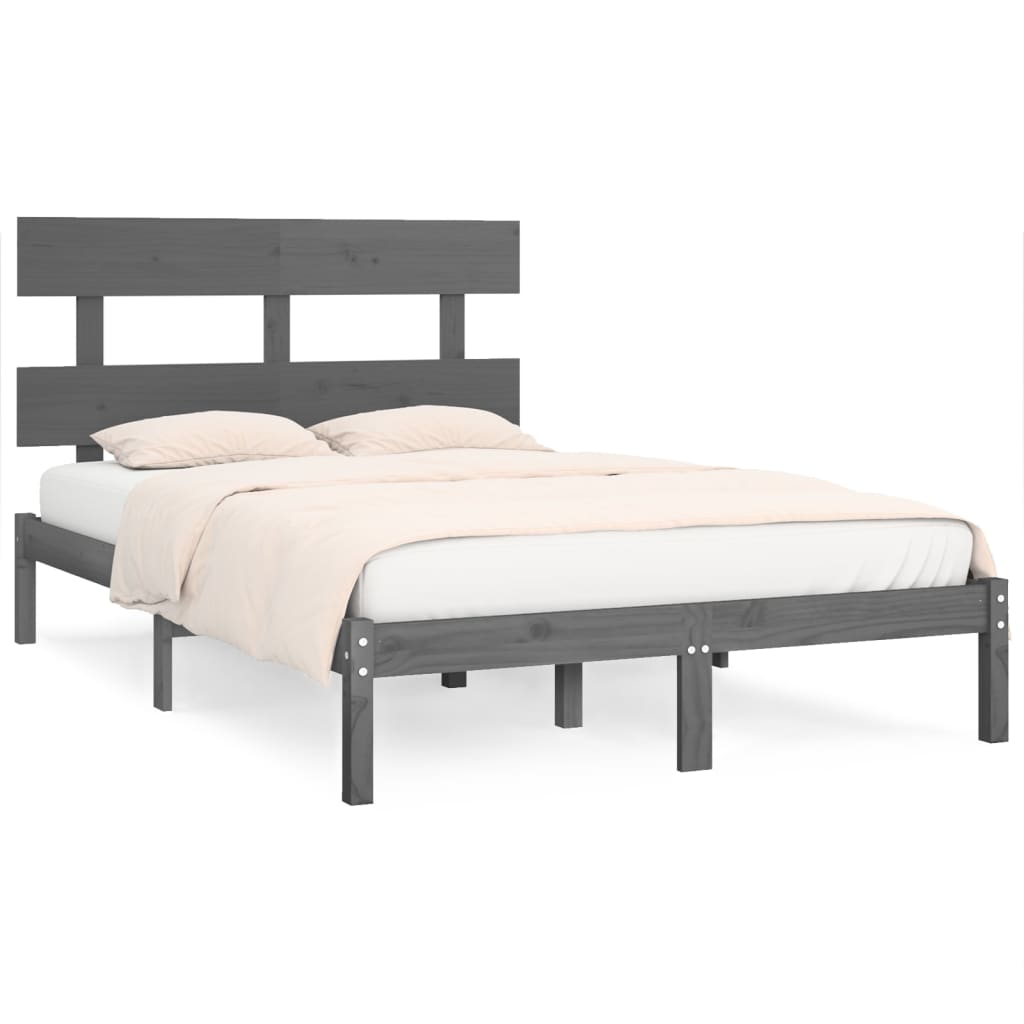 vidaXL Estructura de cama de matrimonio madera maciza gris 180x200 cm