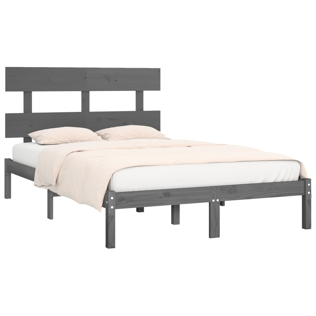 vidaXL Estructura de cama de matrimonio madera maciza gris 180x200 cm