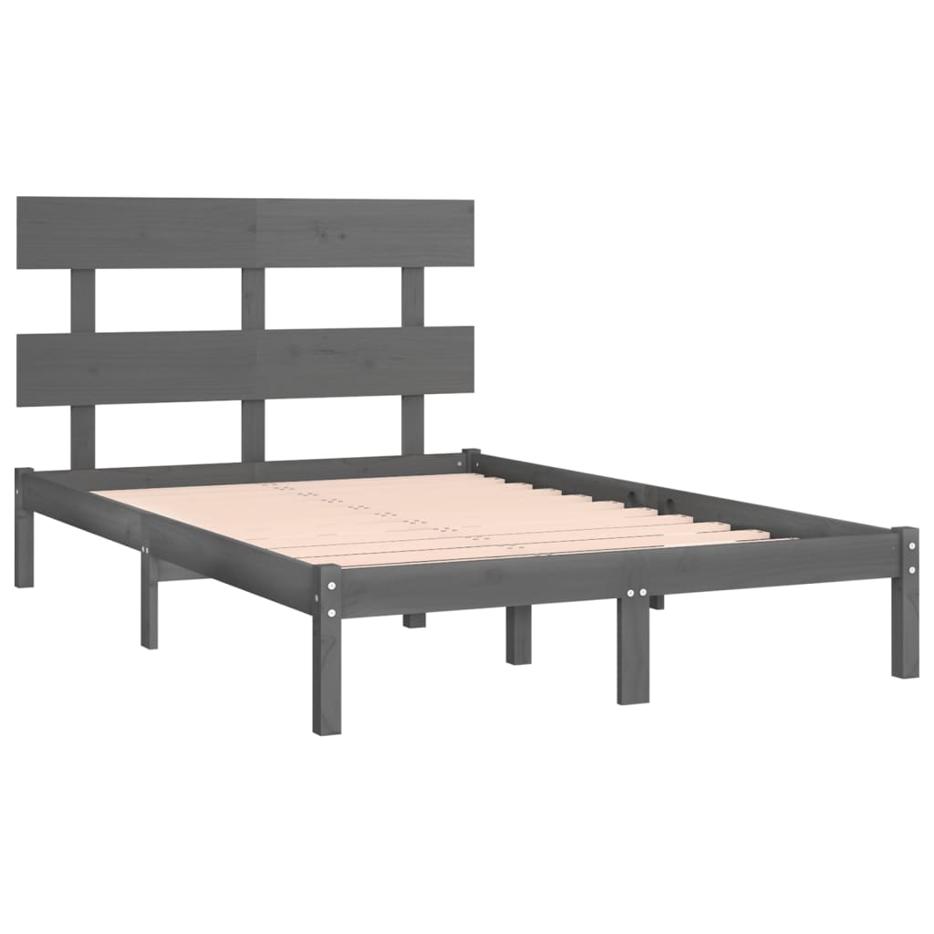 vidaXL Estructura de cama de matrimonio madera maciza gris 180x200 cm