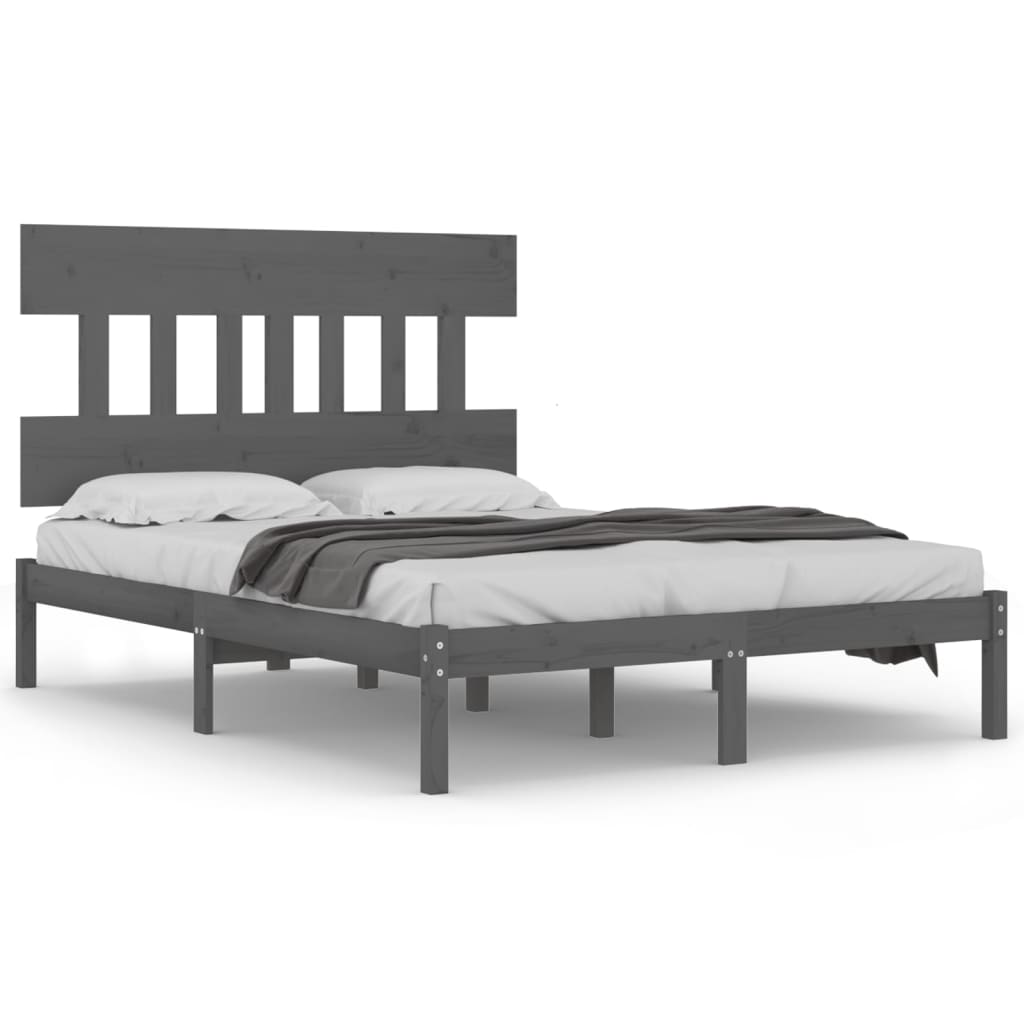 vidaXL Estructura de cama de matrimonio madera maciza gris 180x200 cm