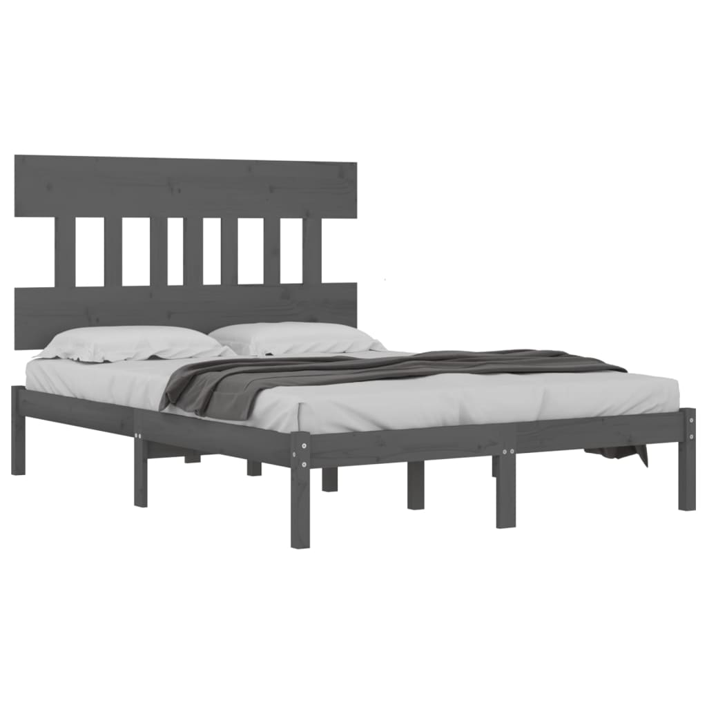 vidaXL Estructura de cama de matrimonio madera maciza gris 180x200 cm