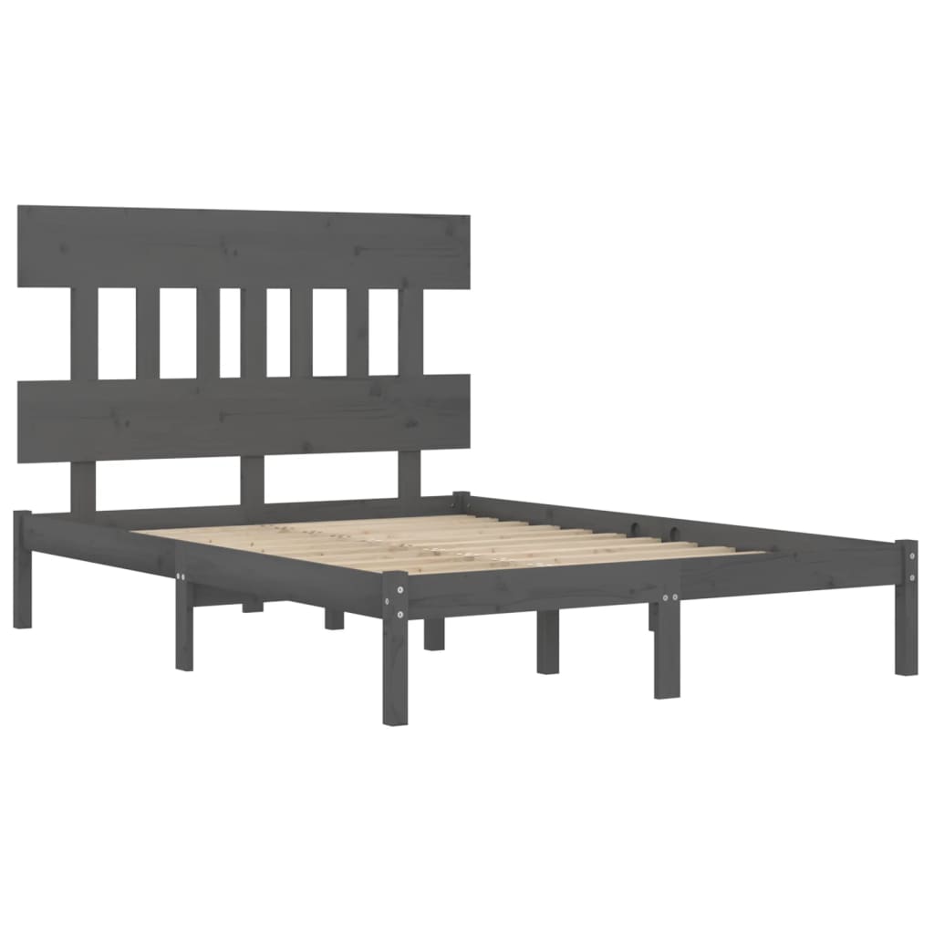 vidaXL Estructura de cama de matrimonio madera maciza gris 180x200 cm