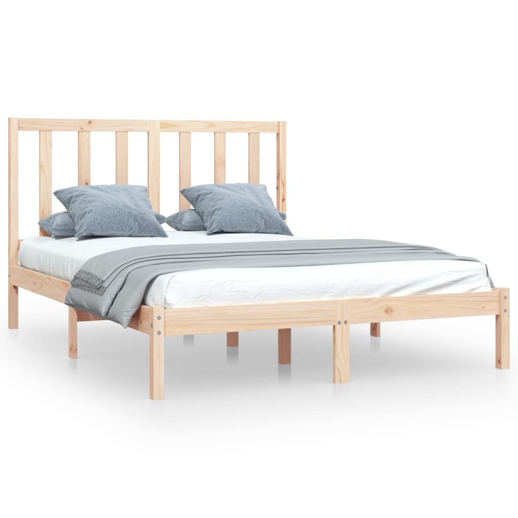 vidaXL Estructura de cama madera maciza de pino 135x190 cm