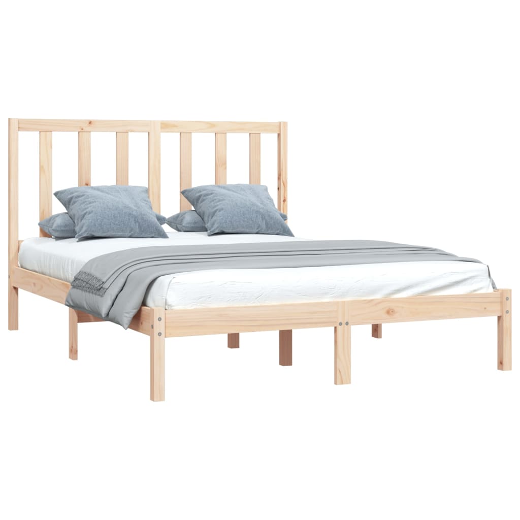 vidaXL Estructura de cama madera maciza de pino 135x190 cm