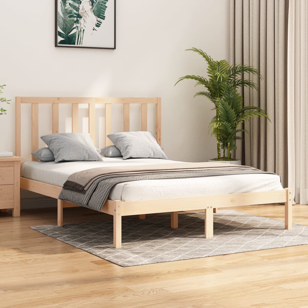 vidaXL Estructura de cama madera maciza de pino 135x190 cm