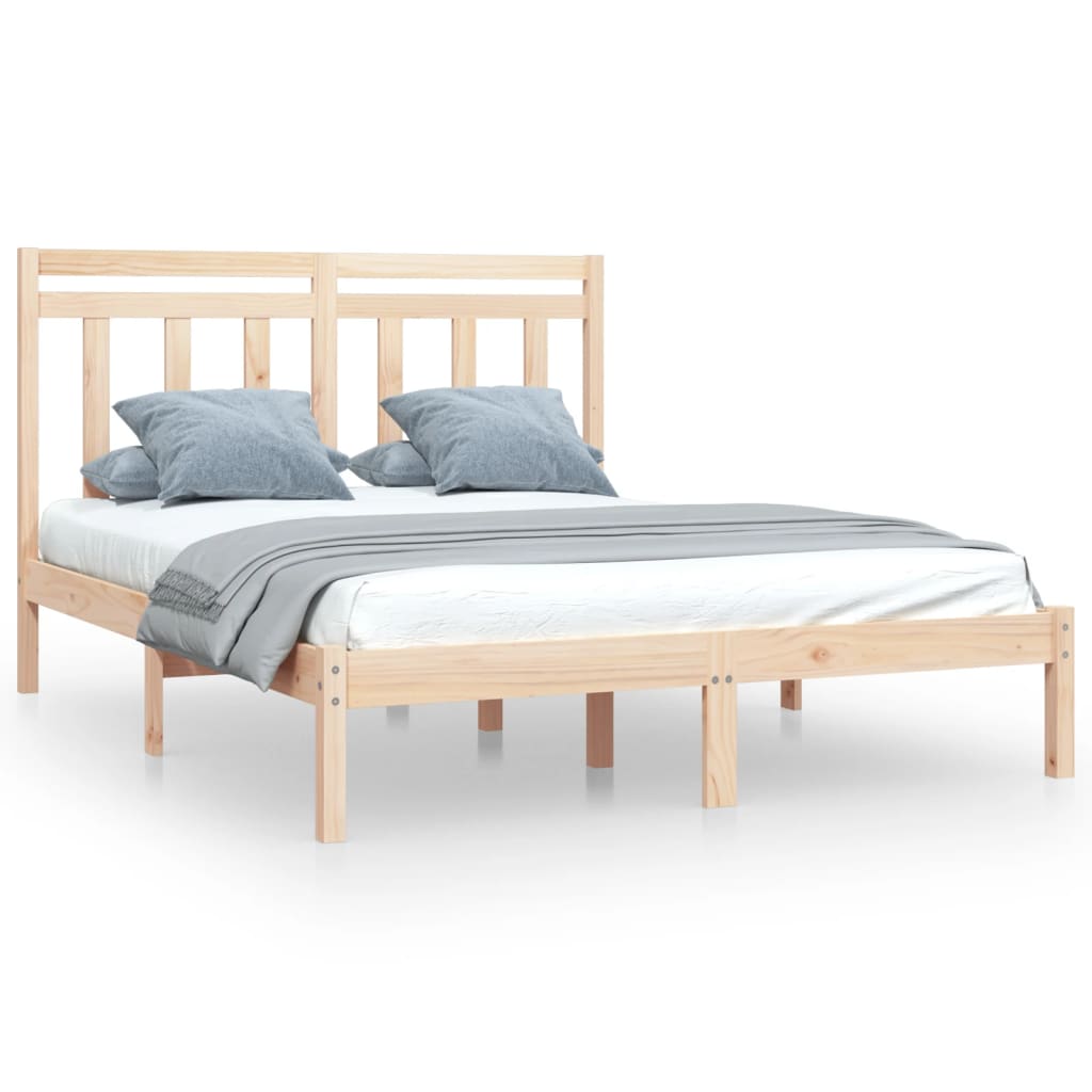 vidaXL Estructura de cama de matrimonio madera maciza 135x190 cm