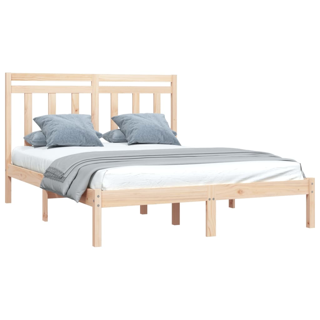 vidaXL Estructura de cama de matrimonio madera maciza 135x190 cm